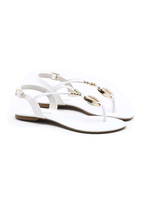 Via Marte - Sandália Rasteira Via Marte Tiras Finas Branco