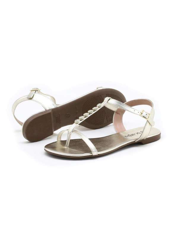 Via Scarpa - Sandália Rasteira Via Scarpa Aplicações Ouro 3