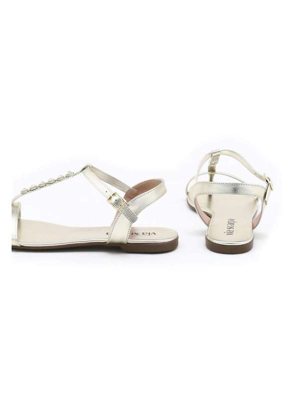 Via Scarpa - Sandália Rasteira Via Scarpa Aplicações Ouro 4