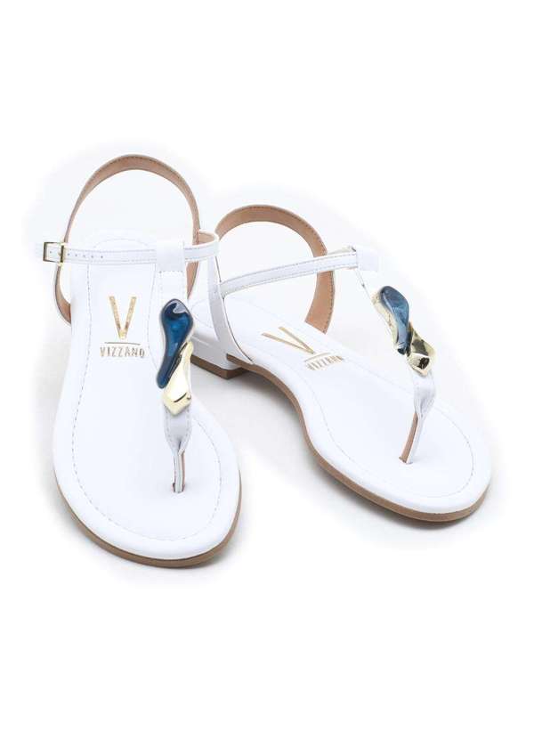 Vizzano - Sandália Rasteira Vizzano Pedraria Branco 4