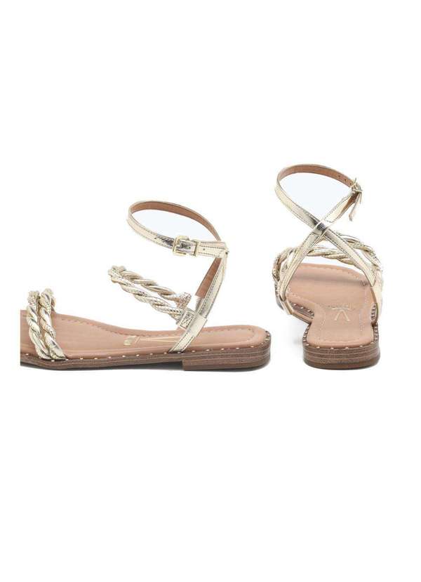 Vizzano - Sandália Rasteira Vizzano Trançada Metalizada Dourado 2