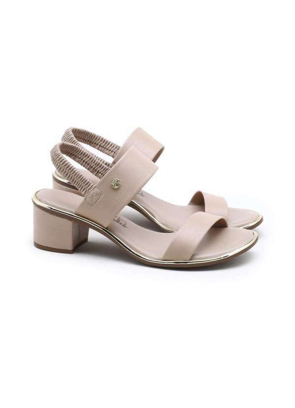 Beira Rio - Sandália Beira Rio Salto Grosso Bege