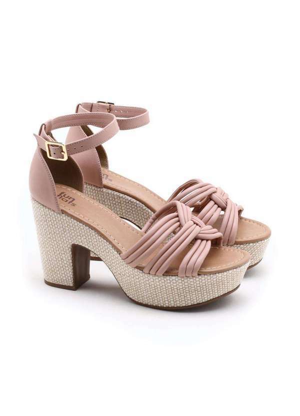Fun Flats - Sandália Fun Flats Salto Grosso Rosa