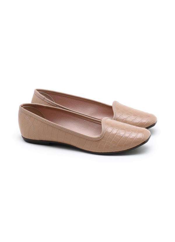 Moleca - Slipper Moleca Croco Verniz Nude