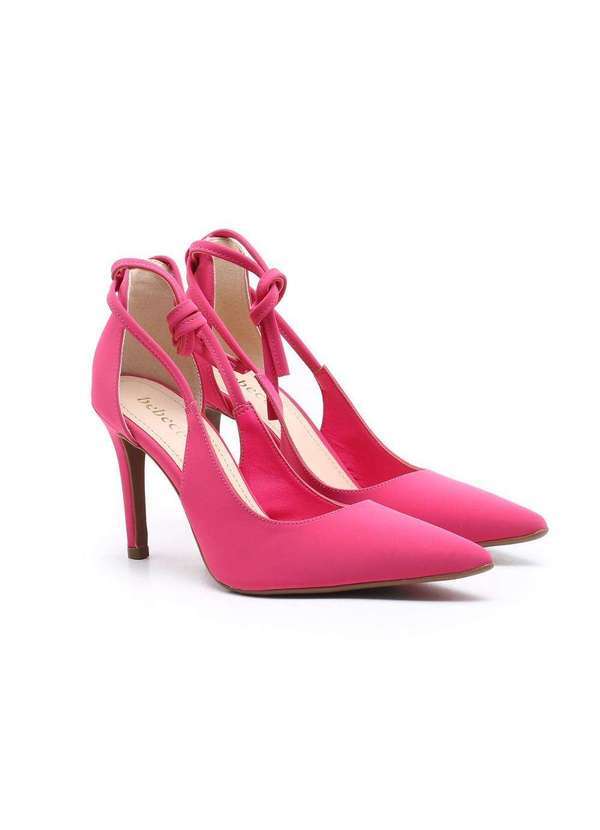Bebecê - Scarpin Bebecê Salto Fino Amarração Rosa