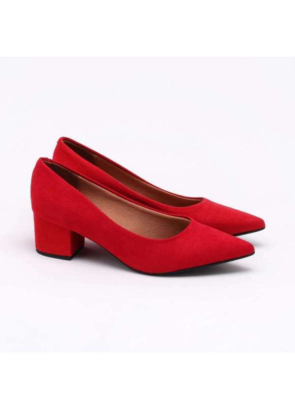 Vizzano - Scarpin Vizzano Camurça Vermelho