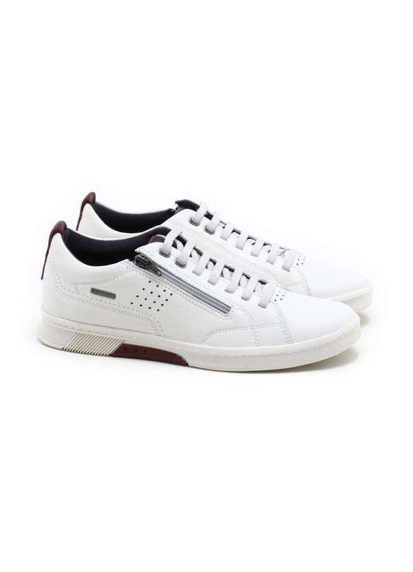 Pegada - Sapatênis Pegada Level Couro Masculino Branco