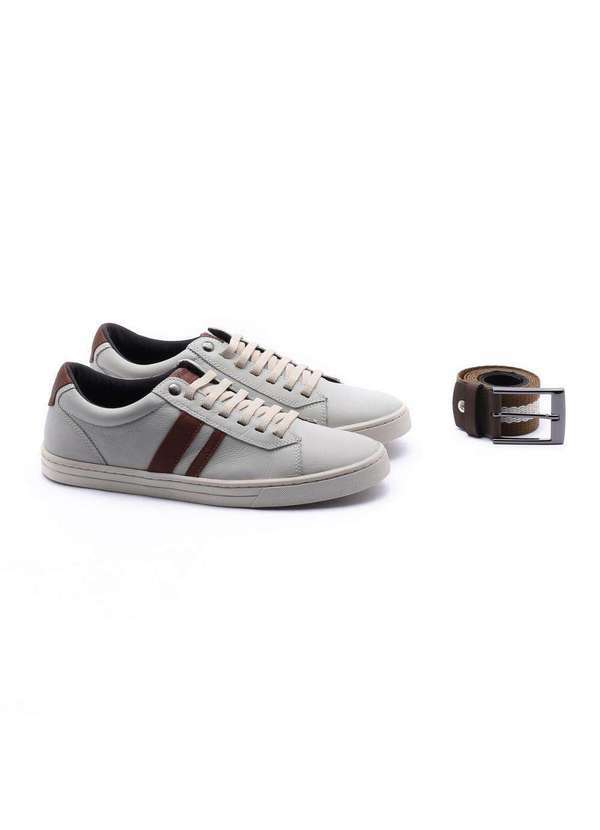 Rafarillo - Sapatênis Rafarillo Mid Summer Couro e Cinto Masculino Off White