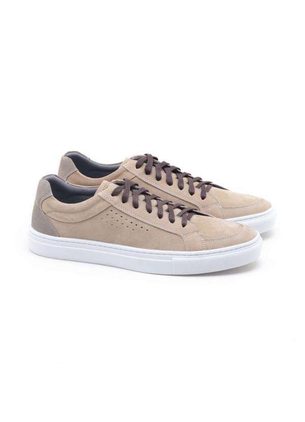 Spazzolato - Sapatênis Spazzolato Couro Nobuck Masculino Nude