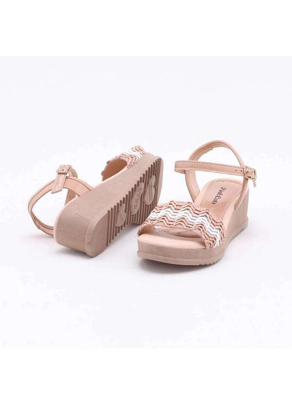 Pink Cats - Sandália Anabela Pink Cats Infantil Bege 3
