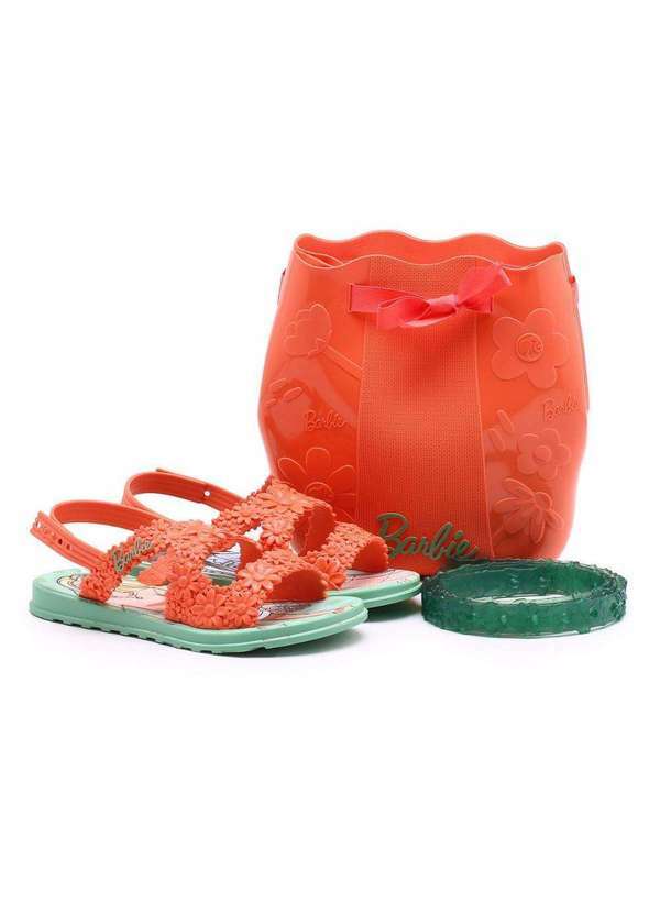 Grendene - Sandália Grendene Kids Barbie Flowers e Bag Infantil Laranja