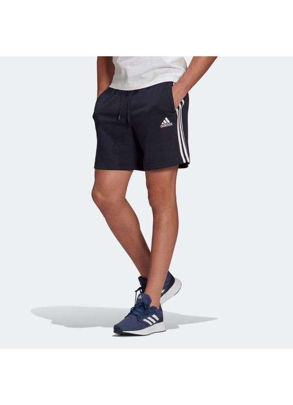 Adidas - Bermuda Adidas 3 Listras Masculina Azul