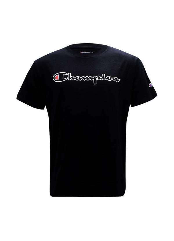 Champion - Camiseta Champion Ath Script Logo Contour Masculina Preto