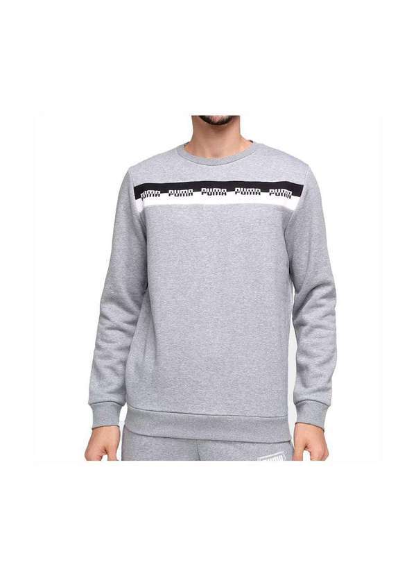 Puma - Blusão Puma Amplified Crew Fl Masculino Cinza