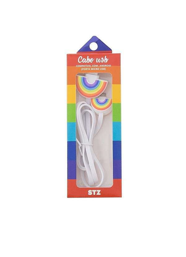 Stz - Cabo Usb Stz Arco-Íris Branco Colorido