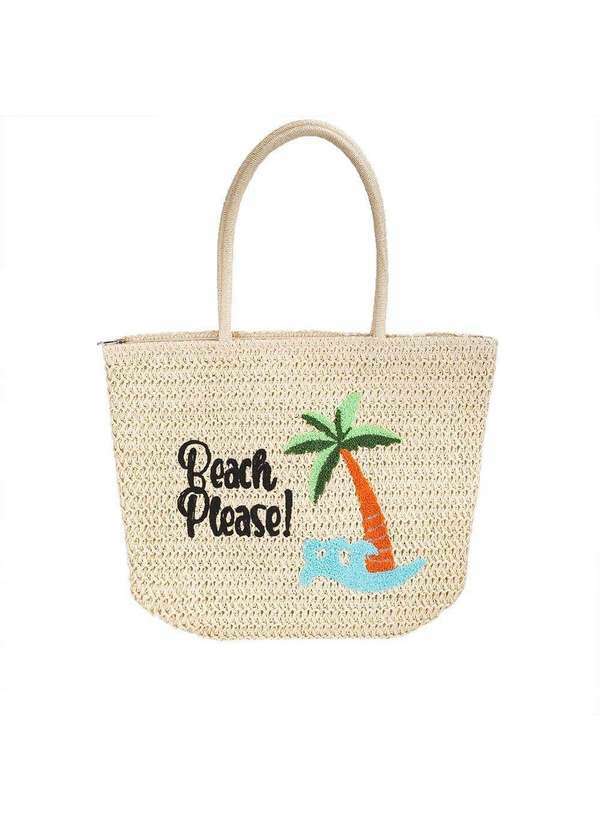 Gabriela - Bolsa de Praia Grande Gabriela Beach Please Ráfia Bege Bege