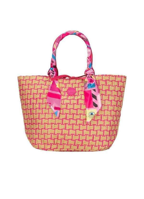 Gabriela - Bolsa de Praia Grande Gabriela Trama Ráfia Pink Pink