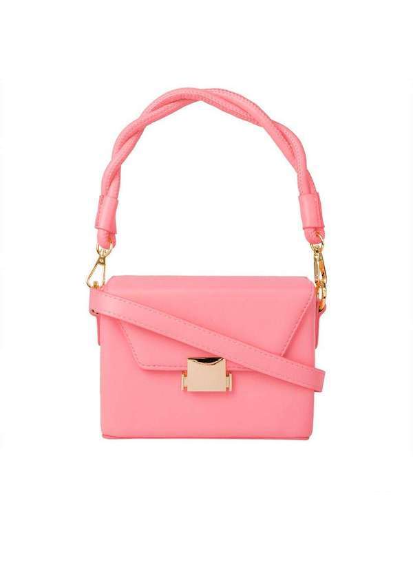 Gabriela - Bolsa Satchel Pequena Gabriela Quadrada Trava Rosa Pink