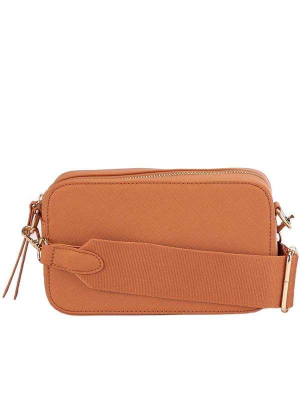 Gabriela - Bolsa Tiracolo Gabriela Tira Larga Texturizada Caramelo Caramelo