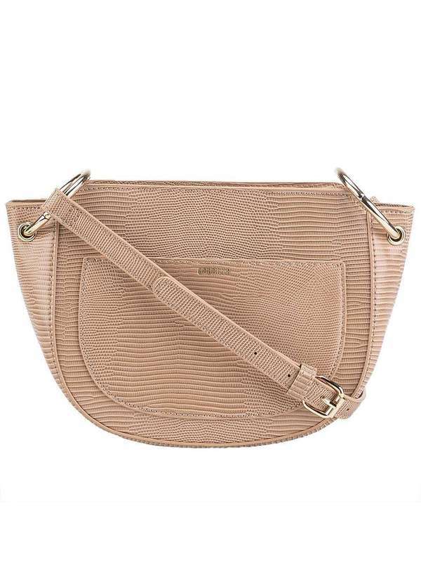 Gabriela - Bolsa Tiracolo Pequena Gabriela com Recortes Texturizada Nude Bege