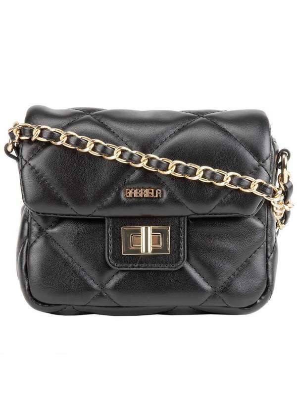 Gabriela - Bolsa Tiracolo Pequena Gabriela Corrente Matelassê Preto Preto
