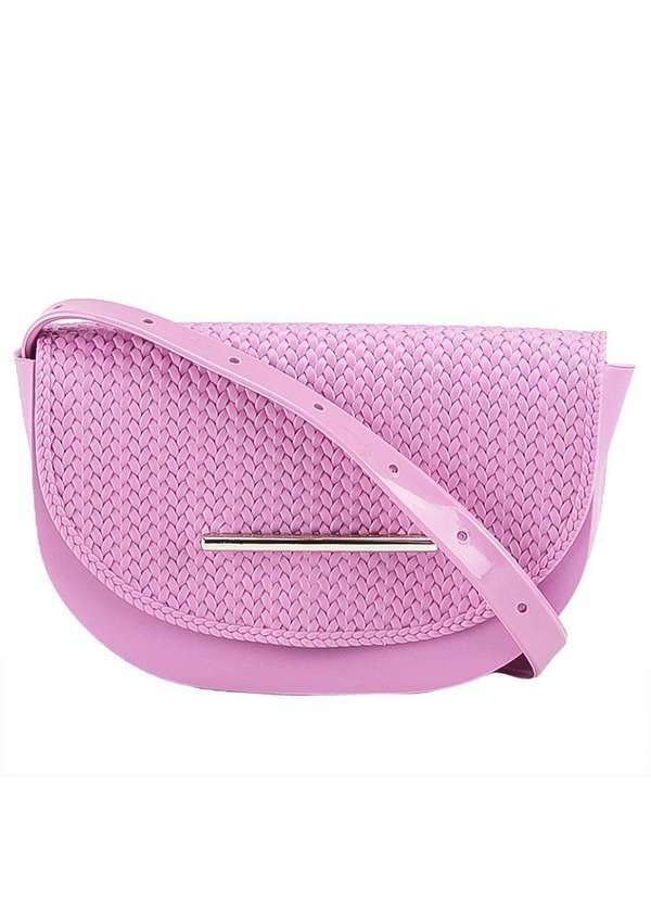 Gabriela - Bolsa Tiracolo Pequena Gabriela Meia Lua Tressê Lilás Rosa