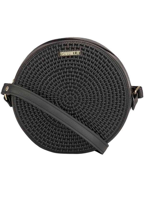 Gabriela - Bolsa Tiracolo Pequena Gabriela Redonda Trama Preto Preto
