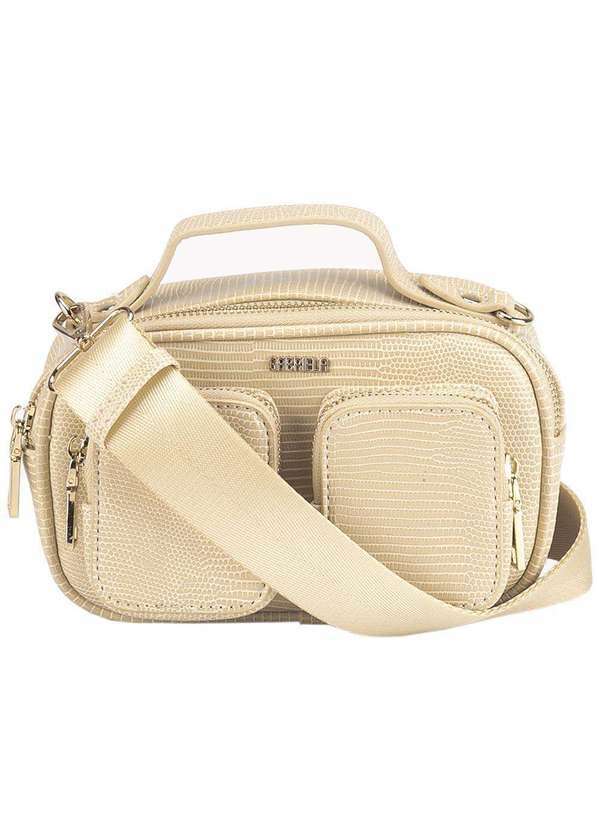 Gabriela - Bolsa Tiracolo Pequena Gabriela Textura Snake com Niqueleira Bege Bege
