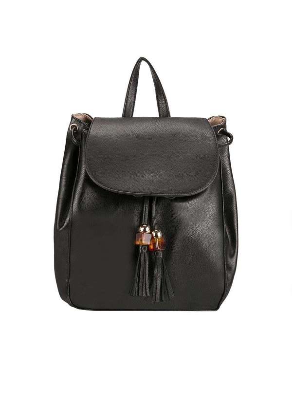 Gabriela - Mochila Média Gabriela com Amarração Preto Preto 1