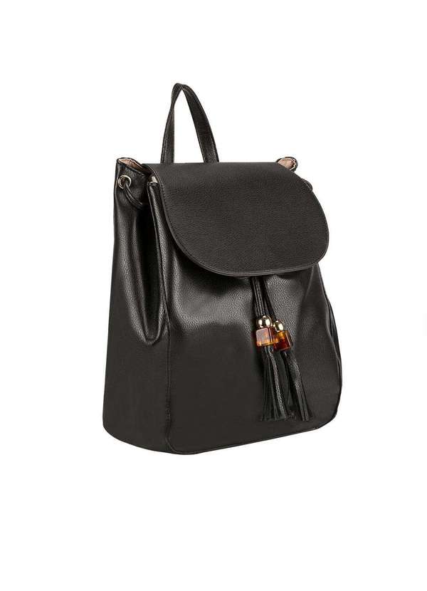 Gabriela - Mochila Média Gabriela com Amarração Preto Preto 2