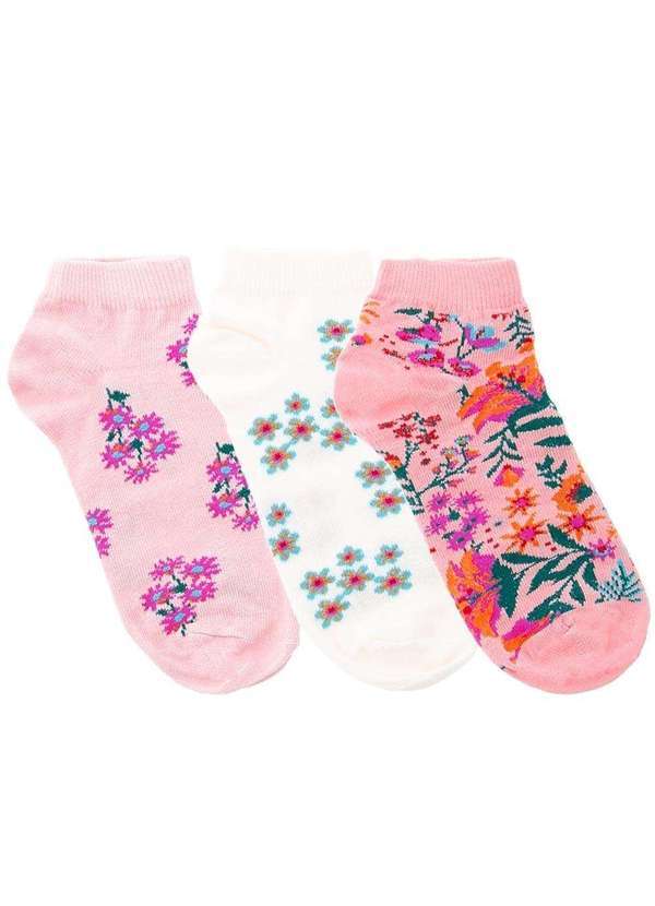 Stz - Kit Meia Cano Baixo Stz 3 pares 34-38 Flores Color Colorido