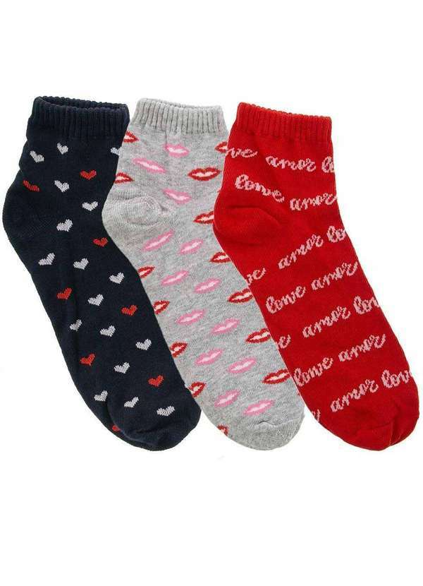 Stz - Kit Meia Cano Baixo Stz 3 pares 34-38 Love Color Colorido