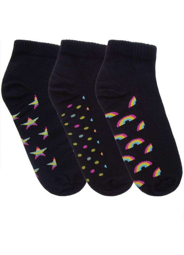 Stz - Kit Meia Cano Baixo Stz 3 pares 34-38 Multicolor Preto Preto