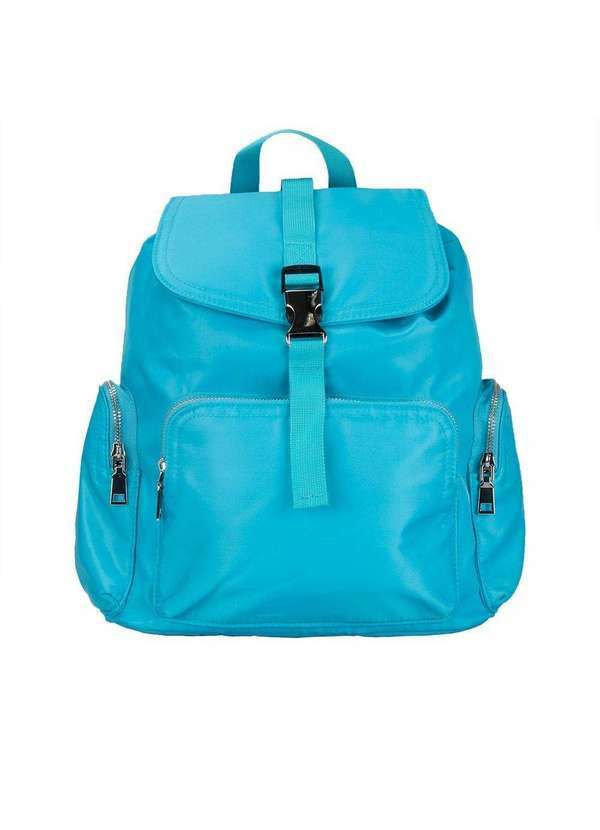 Gabriela - Mochila Gabriela Amarração Fivela Tecido Azul Azul
