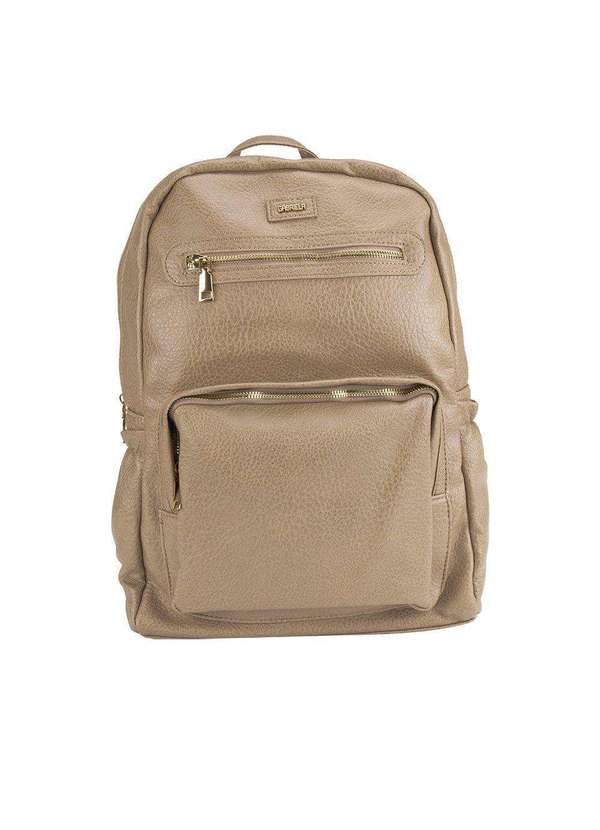 Gabriela - Mochila Gabriela Detalhe Zíper Texturizada Bege Cinza