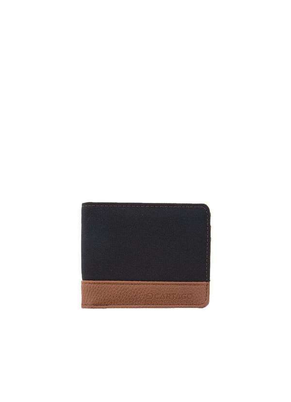Cartago - Carteira Masculina Cartago Recortes Tecido Caramelo Preto