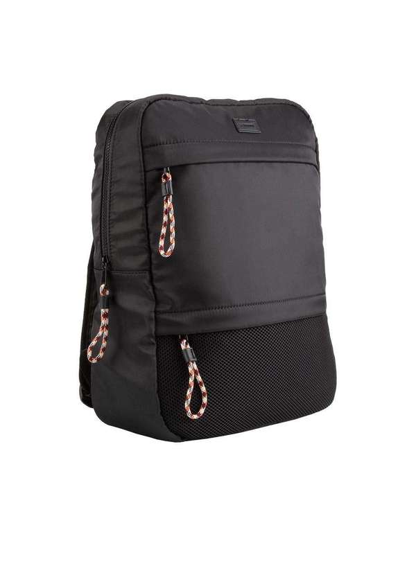 Vertus - Mochila Masculina Vertus Detalhe Corda Tecido Preto Preto 2