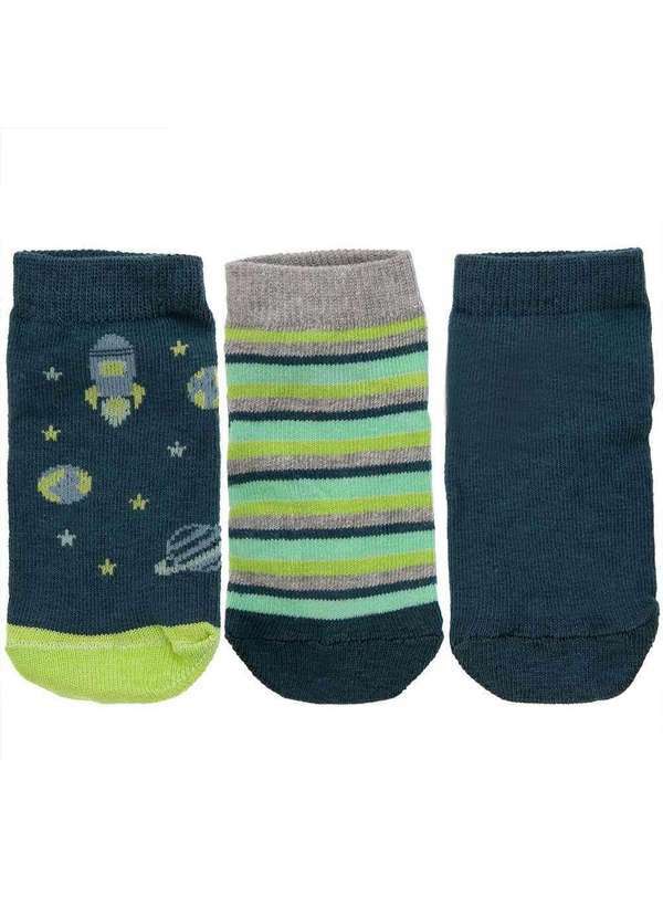 Stz - Kit Meia Cano Baixo Infantil Stz 3 pares 18-21 Espaço Marinho Colorido