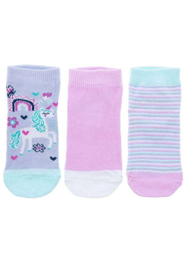 Stz - Kit Meia Cano Baixo Infantil Stz 3 pares 18-21 Listras Color Colorido