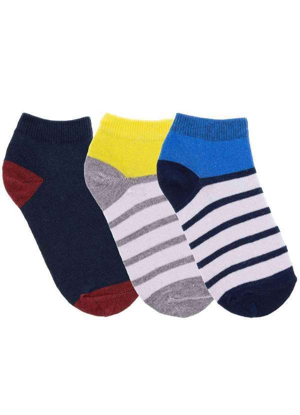 Stz - Kit Meia Cano Baixo Infantil Stz 3 pares 26-29 Listras Color Colorido