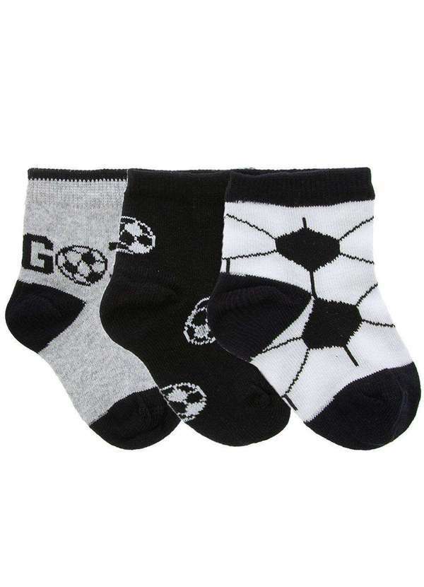 Stz - Kit Meia Infantil Cano Baixo Stz 3 pares 14-17 Futebol Preto Colorido