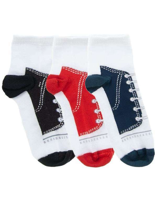 Stz - Kit Meia Infantil Cano Baixo Stz 3 pares 30-33 Cadarço Color Colorido