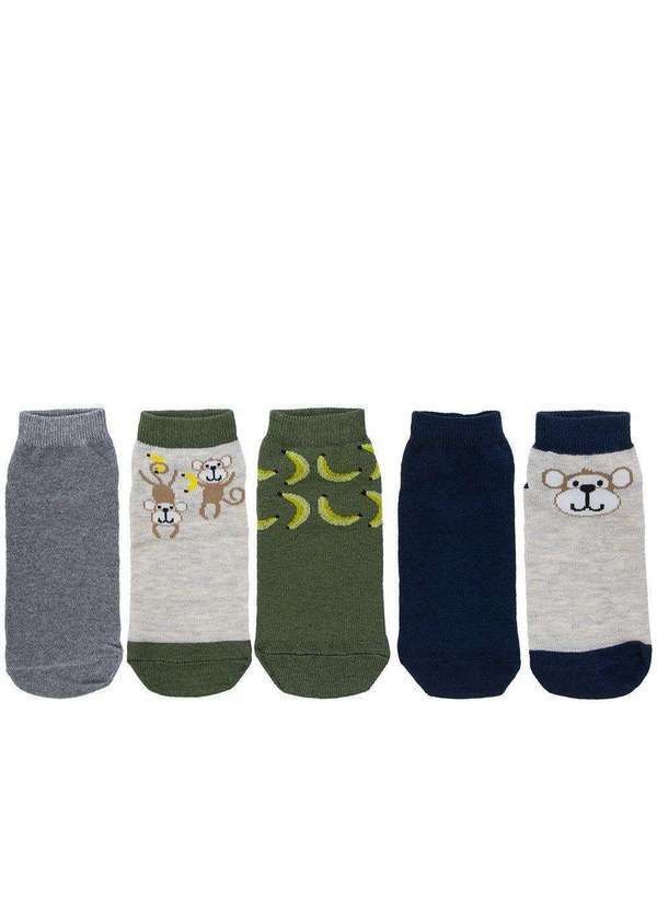 Stz - Kit Meia Infantil Cano Baixo Stz 5 pares 26-29 Macaco Color Colorido