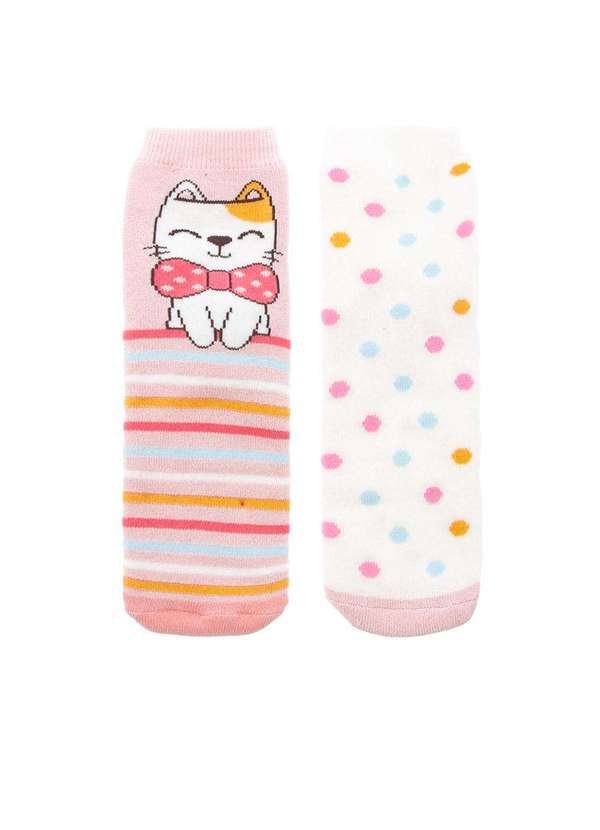 Stz - Kit Meia Infantil Cano Médio Stz 2 pares 30-33 Gatinho Color Colorido