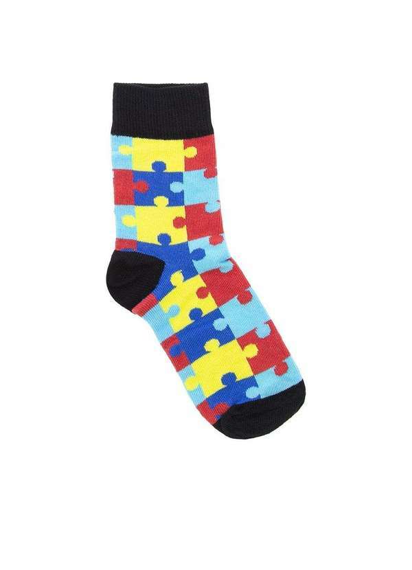 Stz - Meia Infantil Cano Médio Stz 30 Ao 33 Quebra-Cabeça Color Colorido