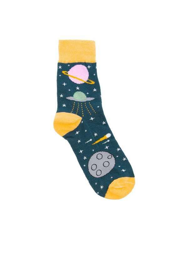 Stz - Meia Infantil Cano Médio Stz 34 Ao 38 Espaço Color Azul