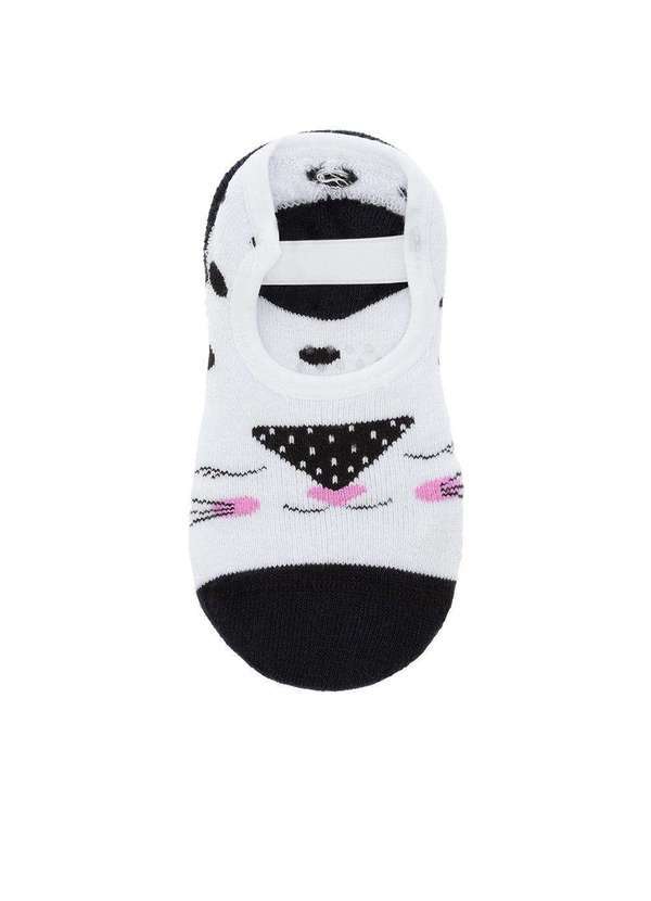 Stz - Meia Sapatilha Infantil Stz 30-33 Gatinho Branco Colorido