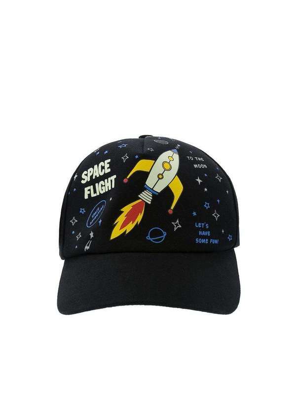 Stz - Boné Infantil Stz Aba Curva Space Flight Tecido Preto Colorido