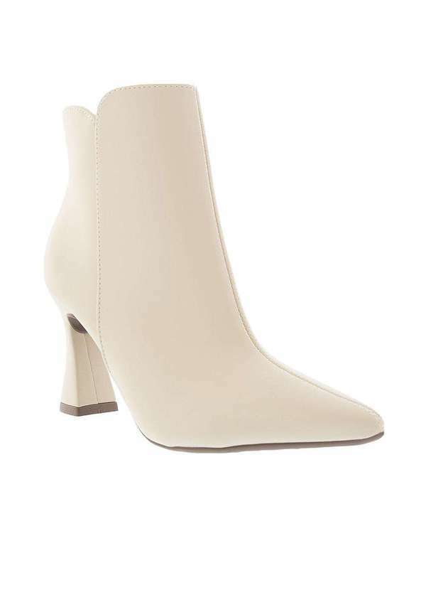 Gabriela - Ankle Boot Gabriela Salto Geométrico Pespontos Off White Off-White