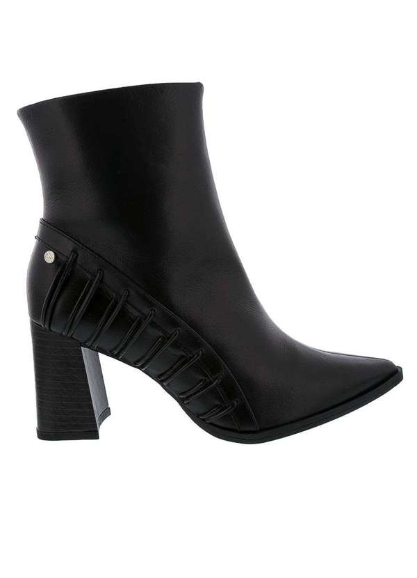 Tanara - Ankle Boot Tanara Salto Grosso Aplicação Couro Preto Preto 2